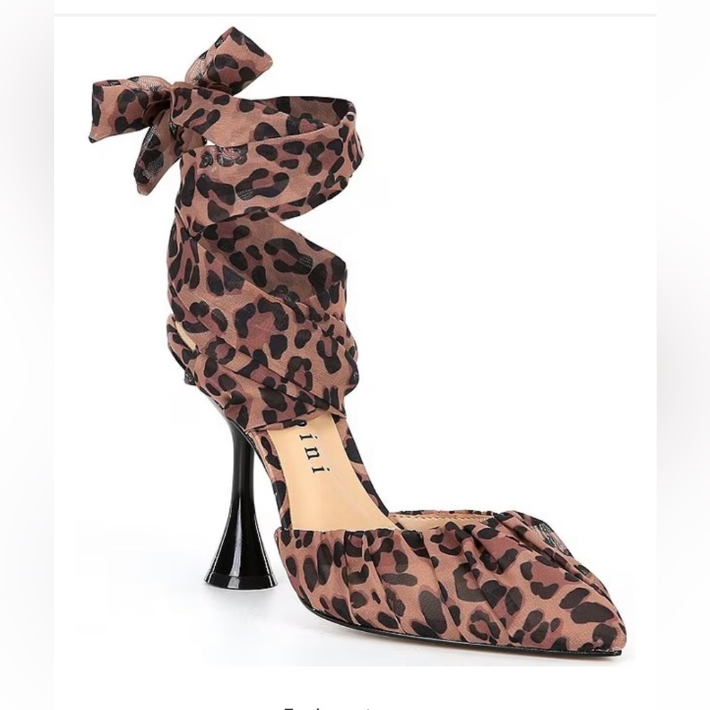 Gianni Bini henzlee leopard print chiffon wrap-up heels